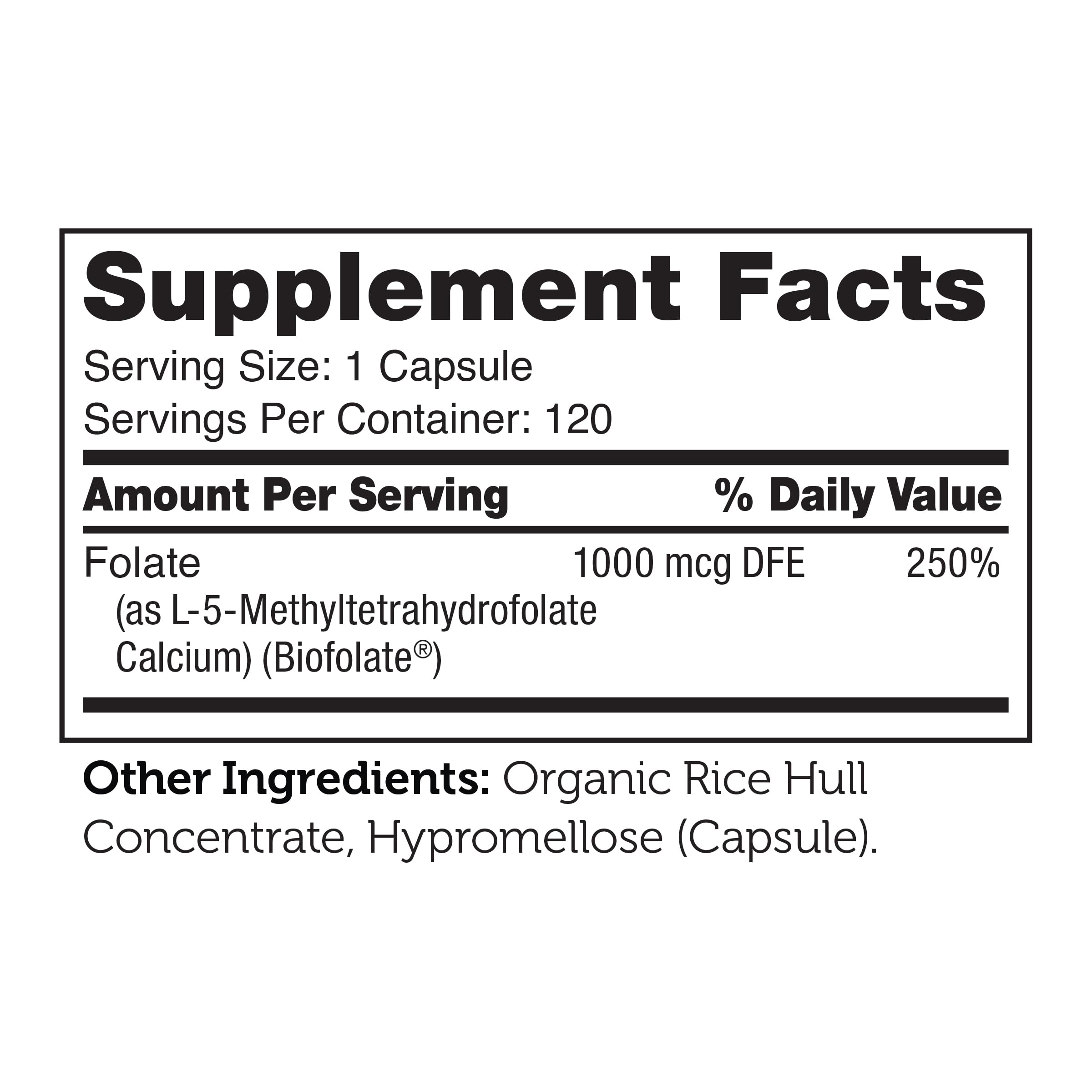 Zahler Methylfolate packaging inner label displaying daily dosage guidance.