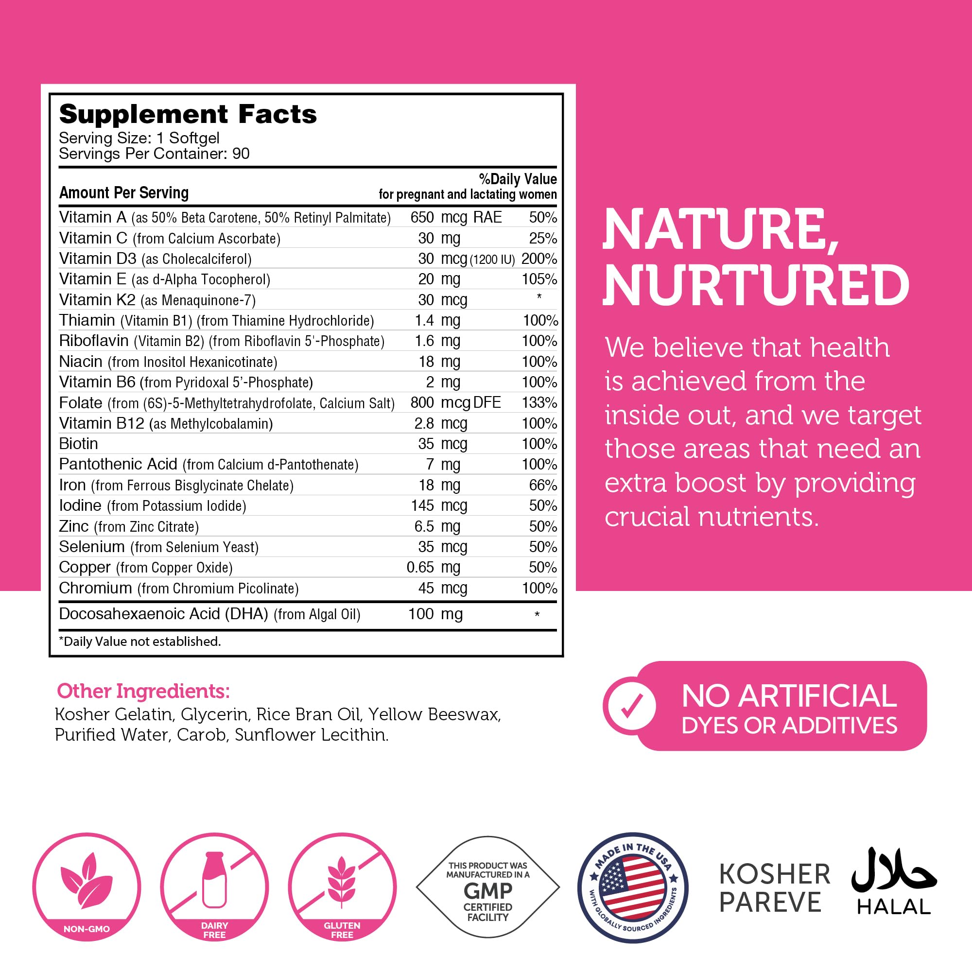 Non-GMO, gluten-free, dairy-free formula suitable for sensitive diets.