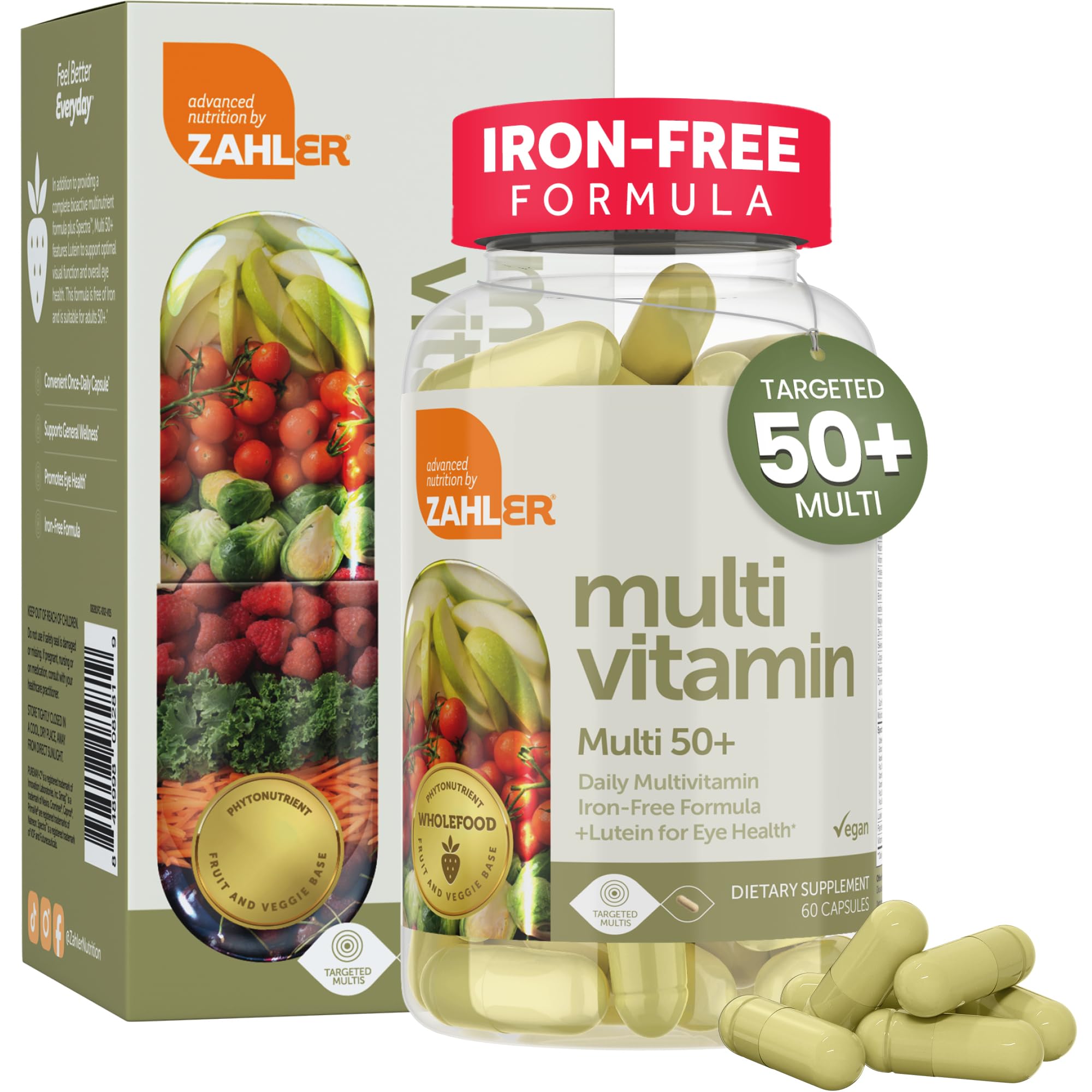 Zahler Multivitamin 50+ bottle shown for senior daily wellness