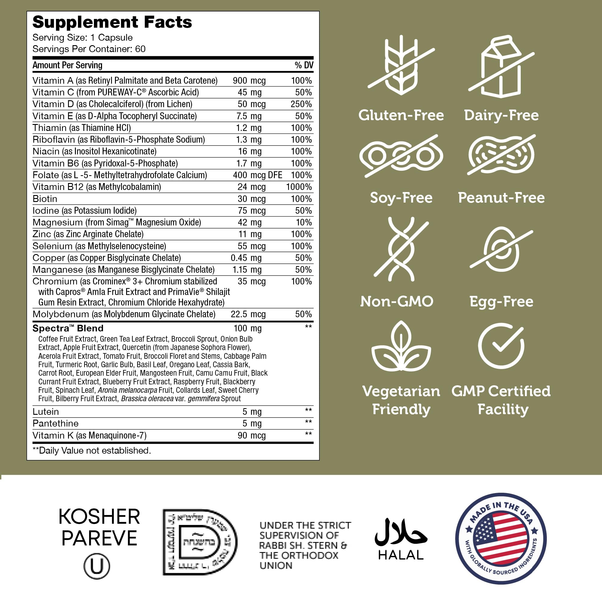 Zahler 50+ multivitamin is vegan, kosher, and non-GMO