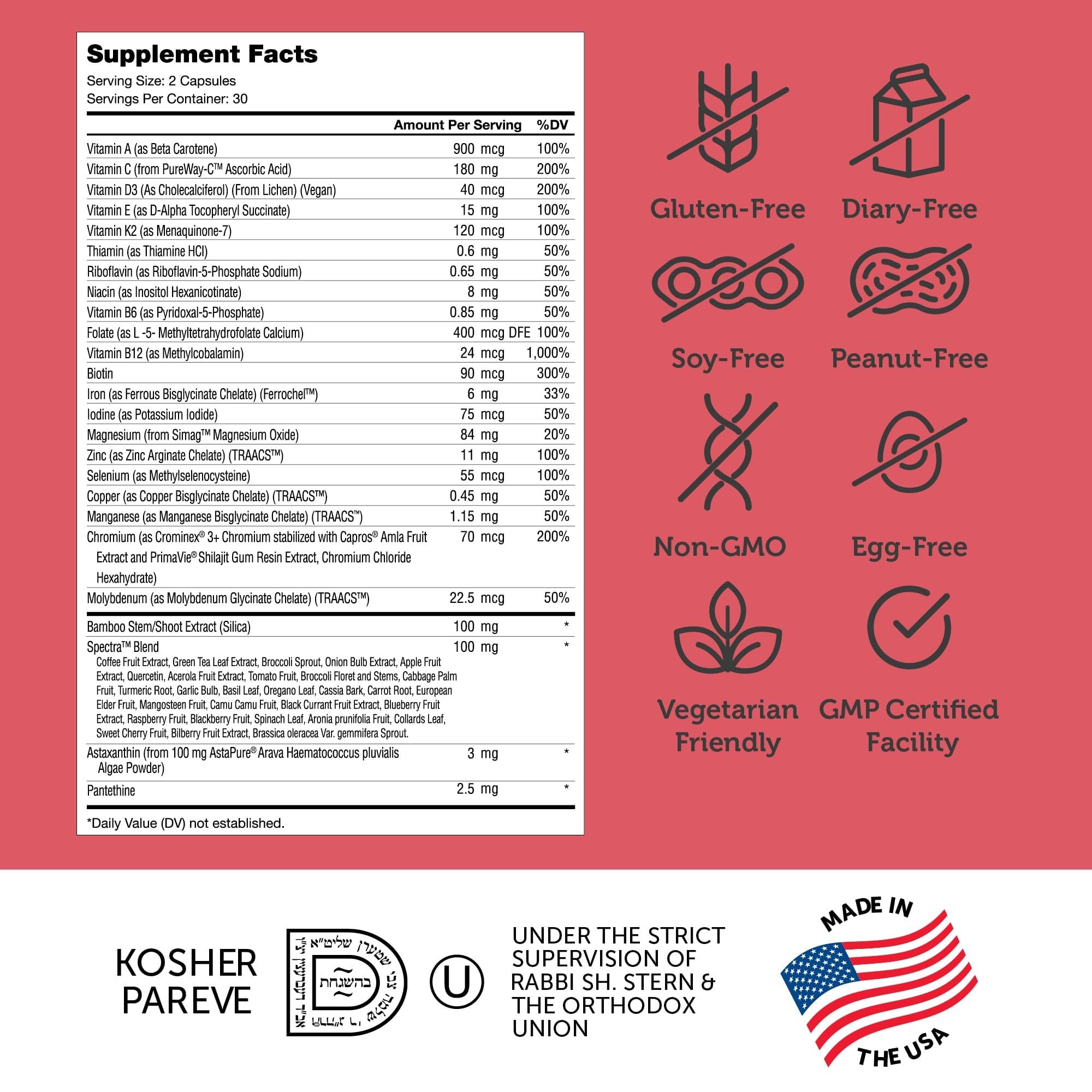 Zahler Multivitamin made in USA seal indicates quality manufacturing