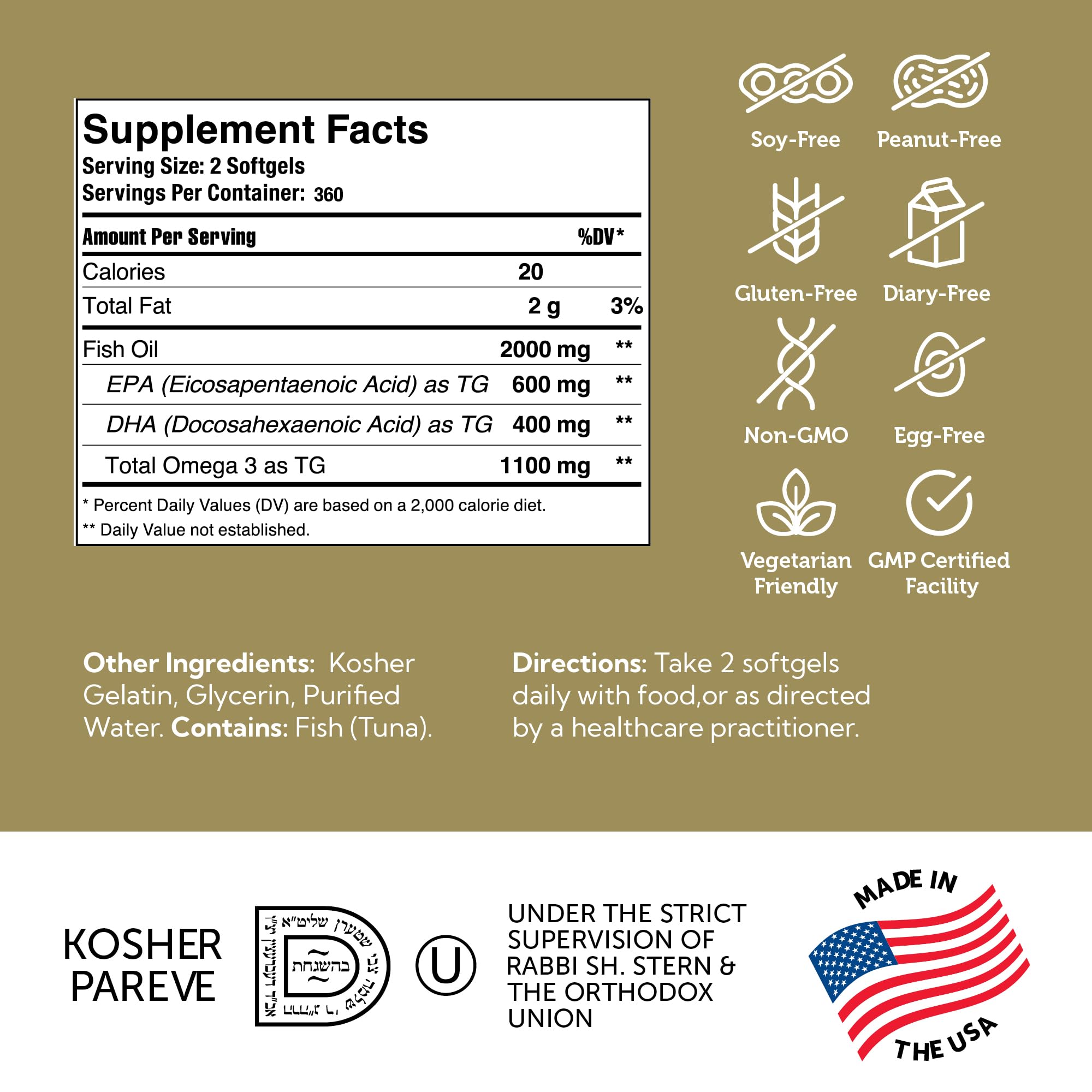 Zahler Omega-3 from kosher tuna source highlights purity and quality.