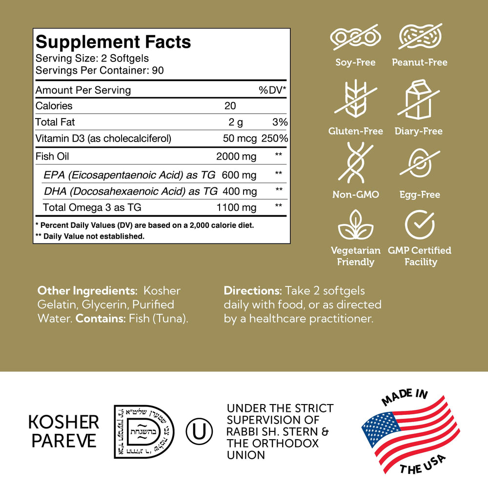 Zahler Omega 3 Platinum +D Kosher certified for dietary preferences.