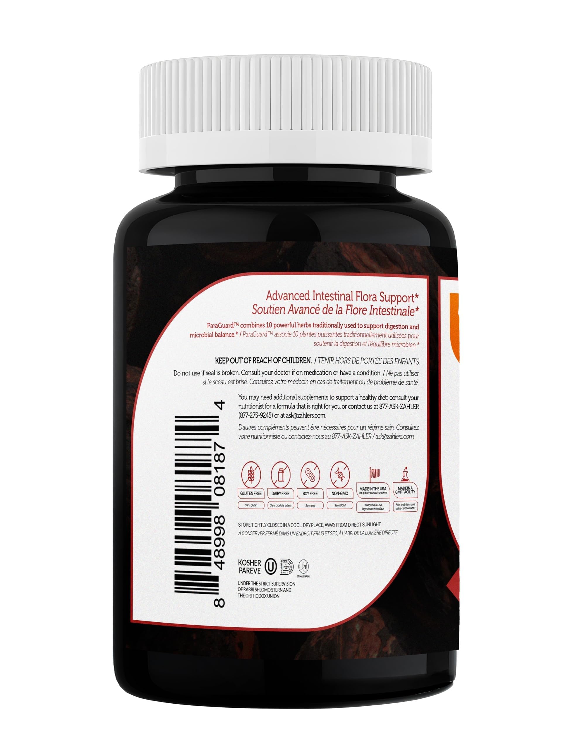 Ingredients like wormwood and clove highlighted on the Paraguard bottle label.
