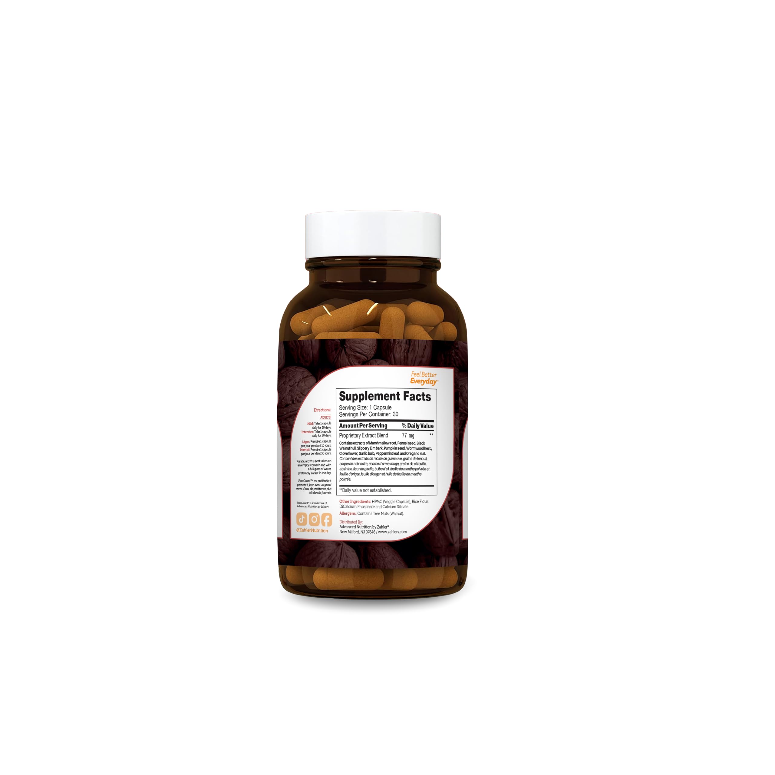 Zahler ParGuard ingredients display with wormwood garlic and pumpkin seeds