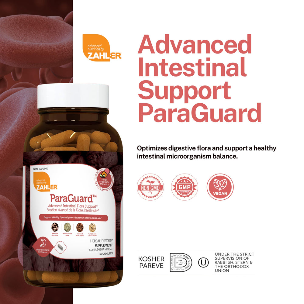 Zahler ParGuard lifestyle shot with capsules and glass of water