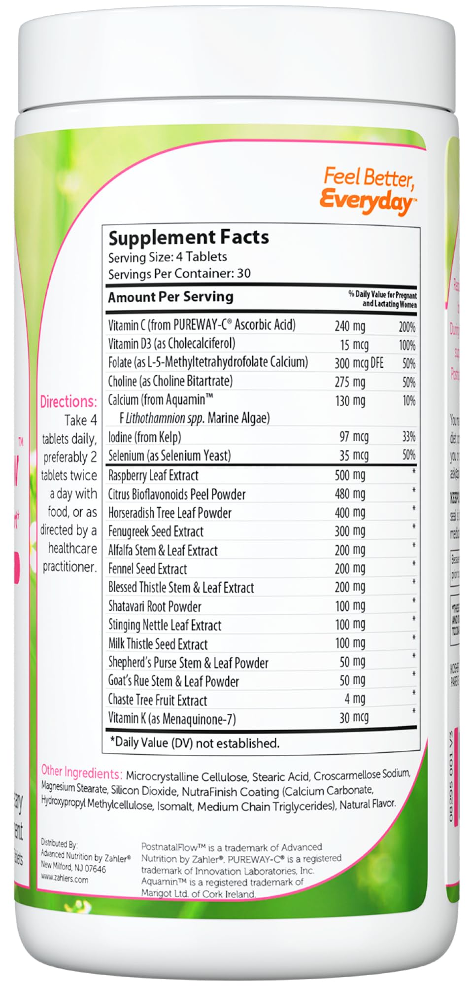 Zahler Postnatal Flow bottle cap with easy opening for daily use.