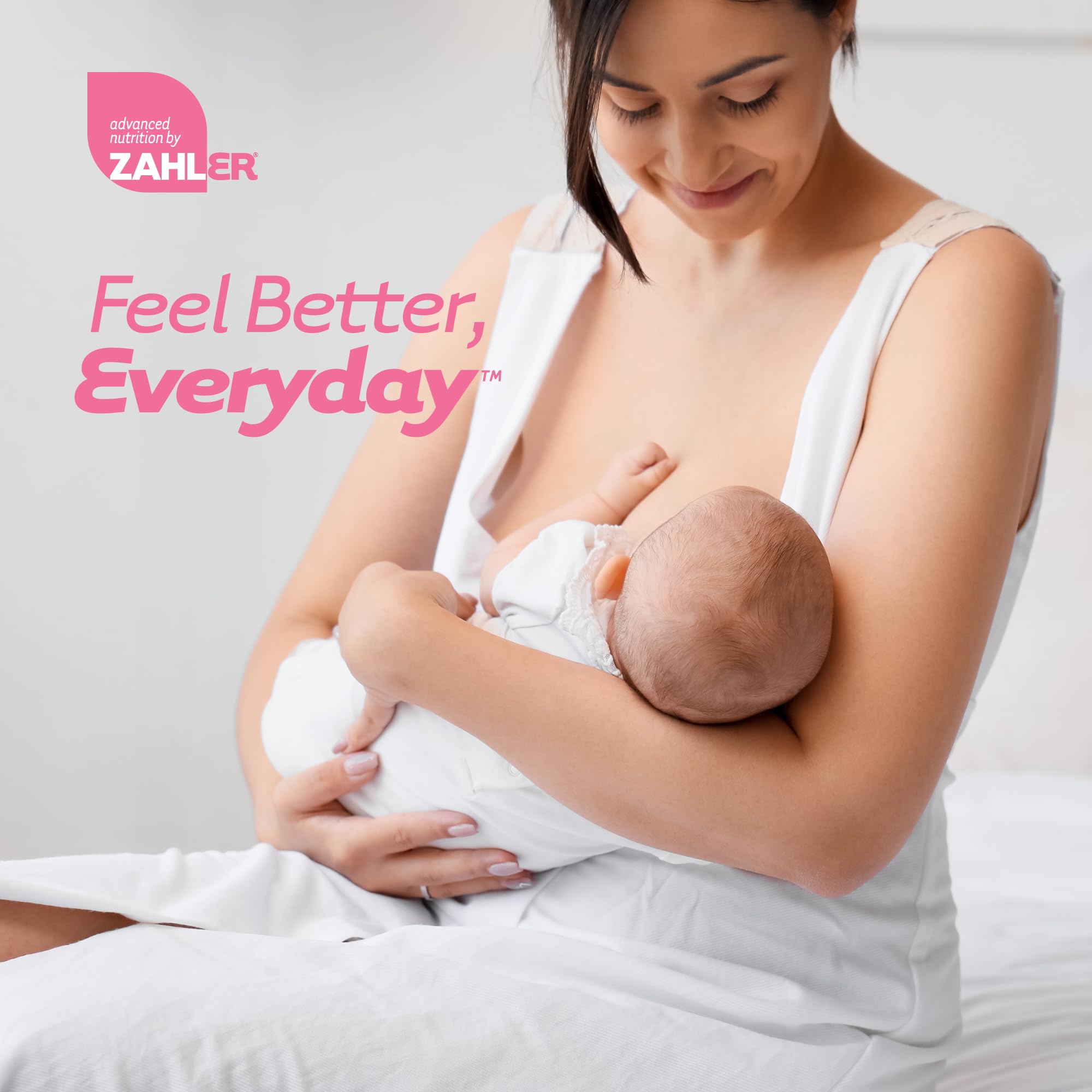 Zahler Postnatal Flow bottle with glass of water for daily supplementation.