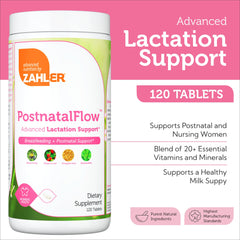 Close-up of Zahler Postnatal Flow tablets, small and easy to swallow.