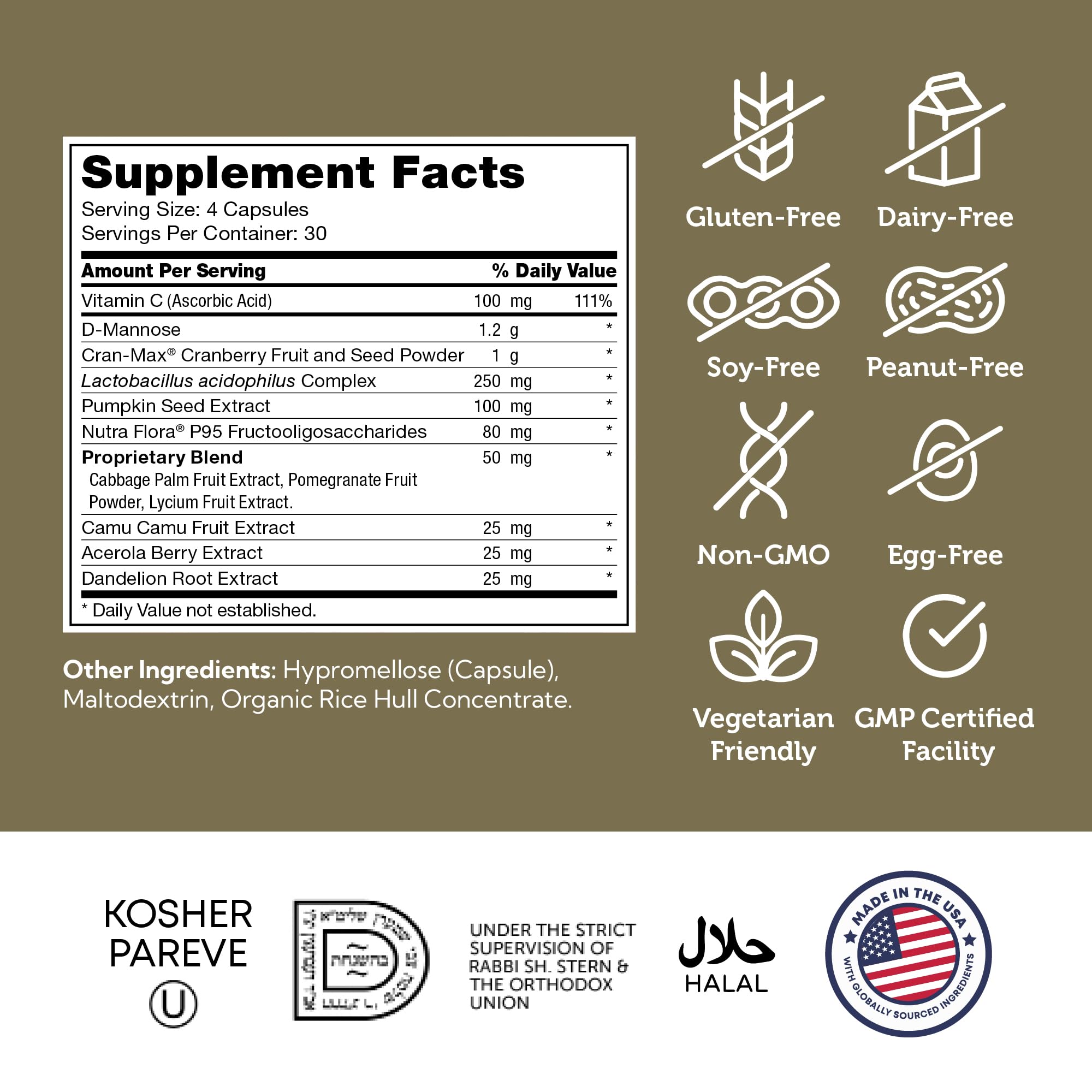 Zahler RevolUTion ingredients highlight Camu Camu and Acerola vitamin C.