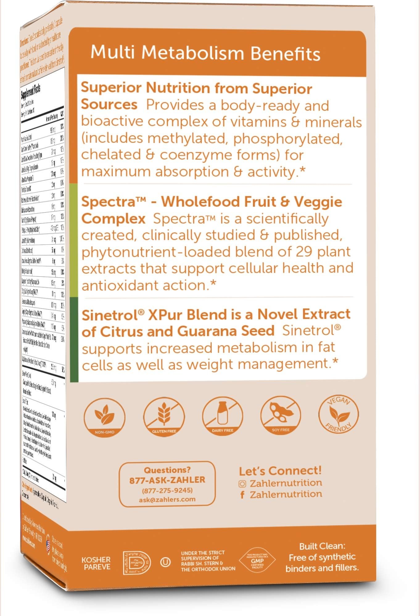 Spectra fruit and veggie base visual indicating nutrient coverage in Zahler multivitamin