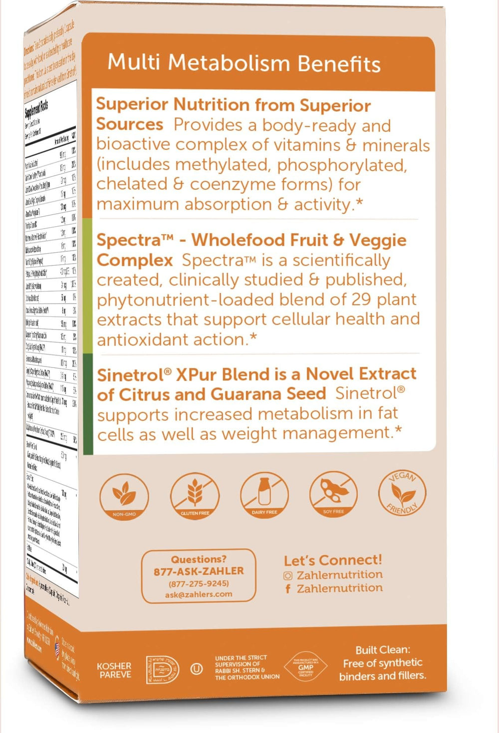 Spectra fruit and veggie base visual indicating nutrient coverage in Zahler multivitamin
