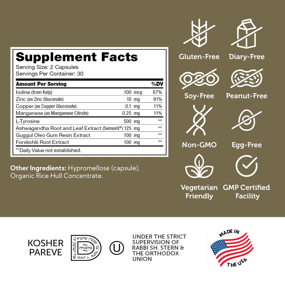 Zahler Thyraid made in USA in GMP facilities ensuring potency and purity.