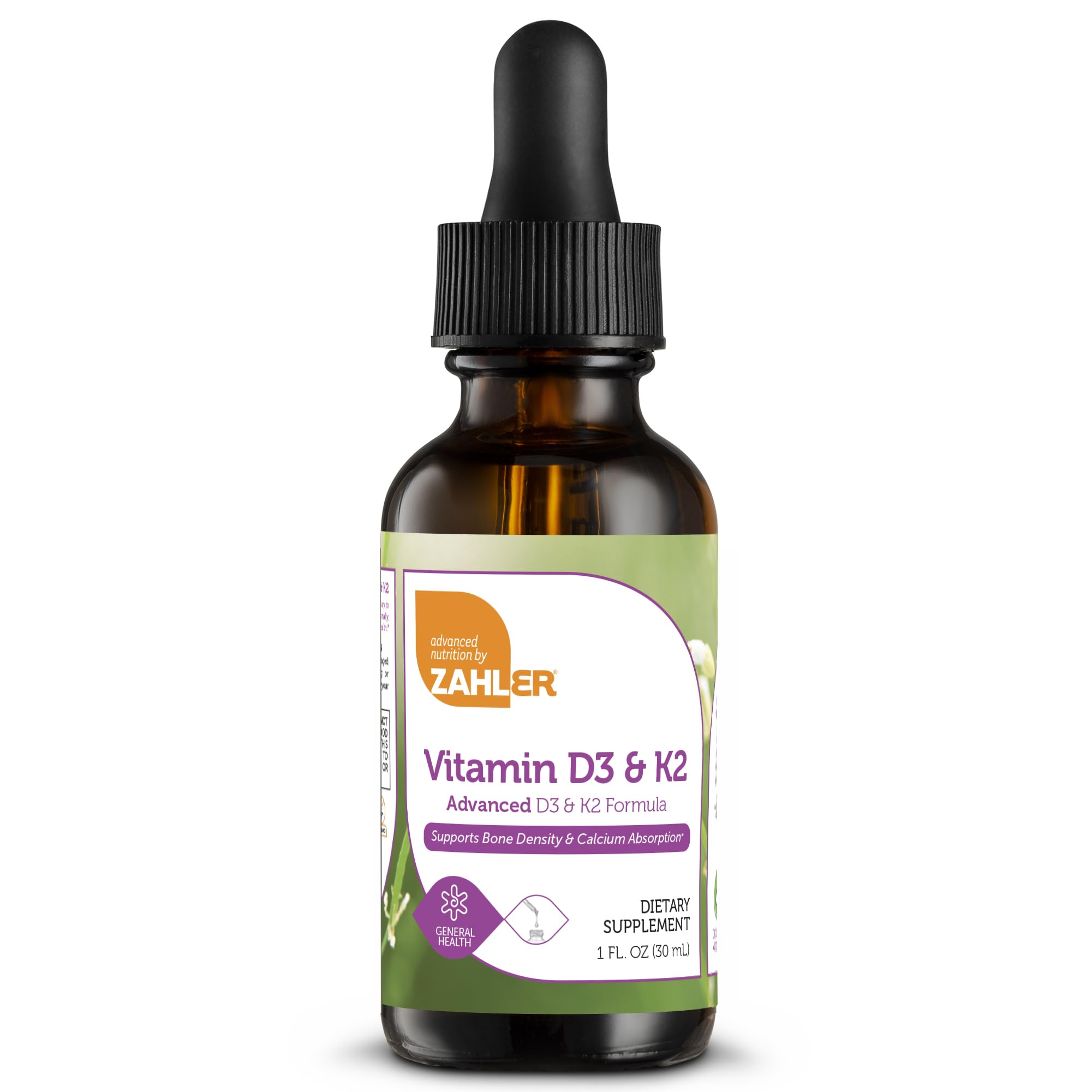 Zahler Vitamin D3 K2 Drops bottle for easy daily bone support.