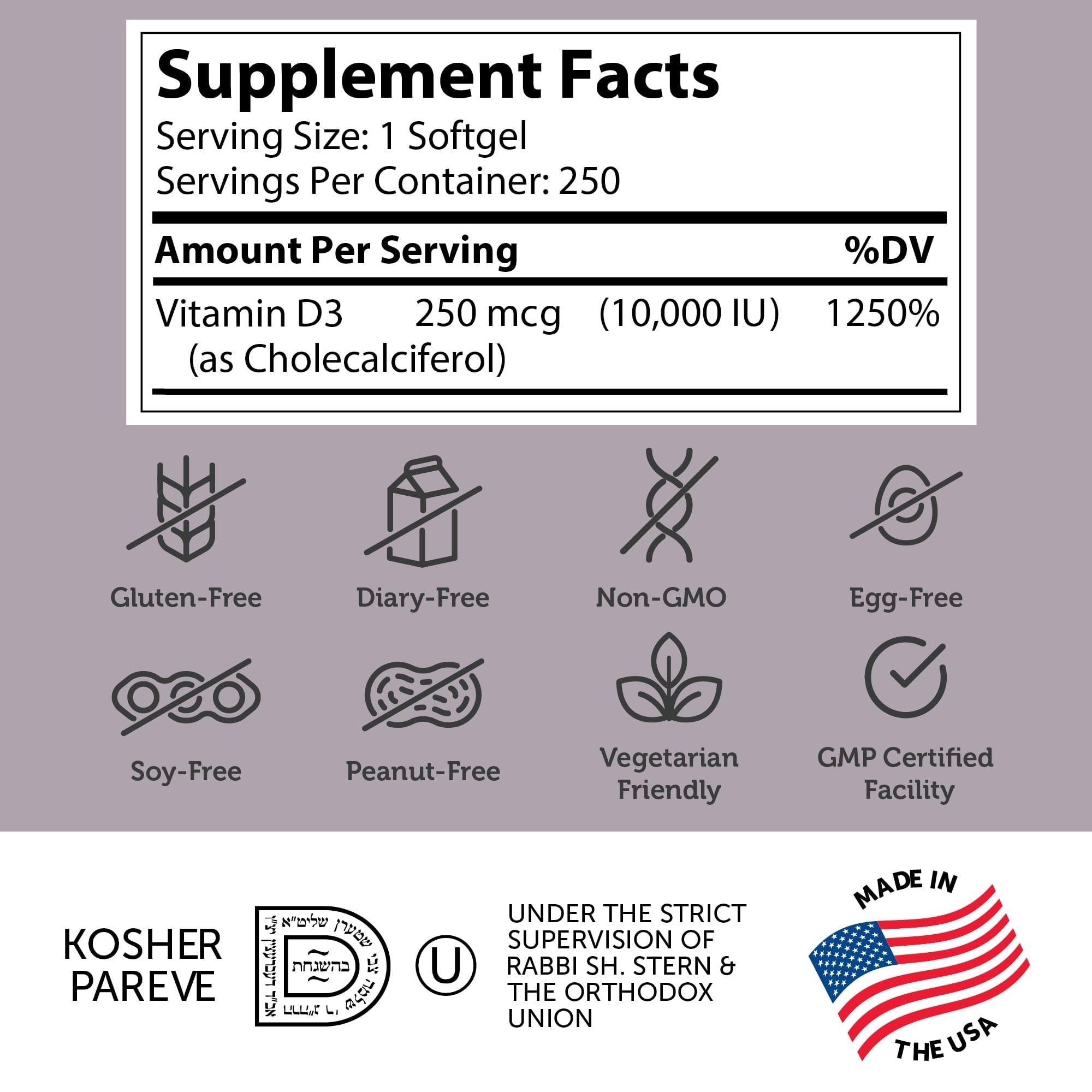 Zahler Vitamin D3 label close-up highlighting potency for immune health