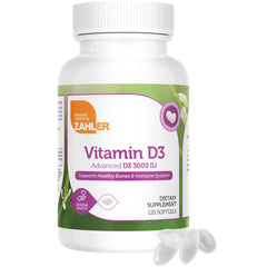 Zahler weekly D3 50,000 IU softgels pack enables convenient weekly dosing.