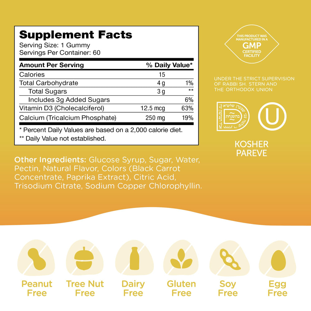 Zahler Yummy Kids Calcium Gummies gluten-free and non-GMO badge image