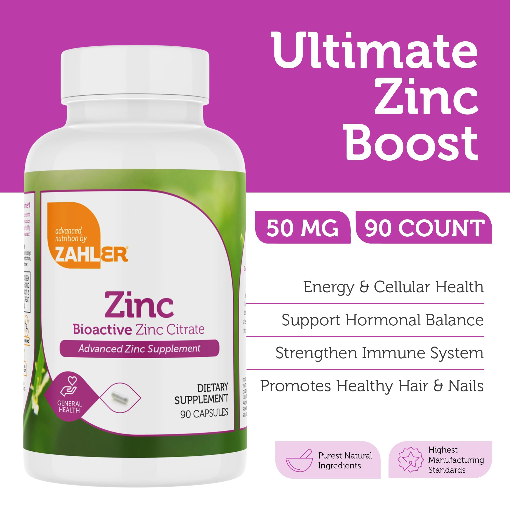 Zahler Zinc 50mg capsules-pour shows convenient dosing in capsule form