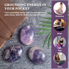 ZAICUS Amethyst Palm Stone integrated into a crystal grid for calming energy.