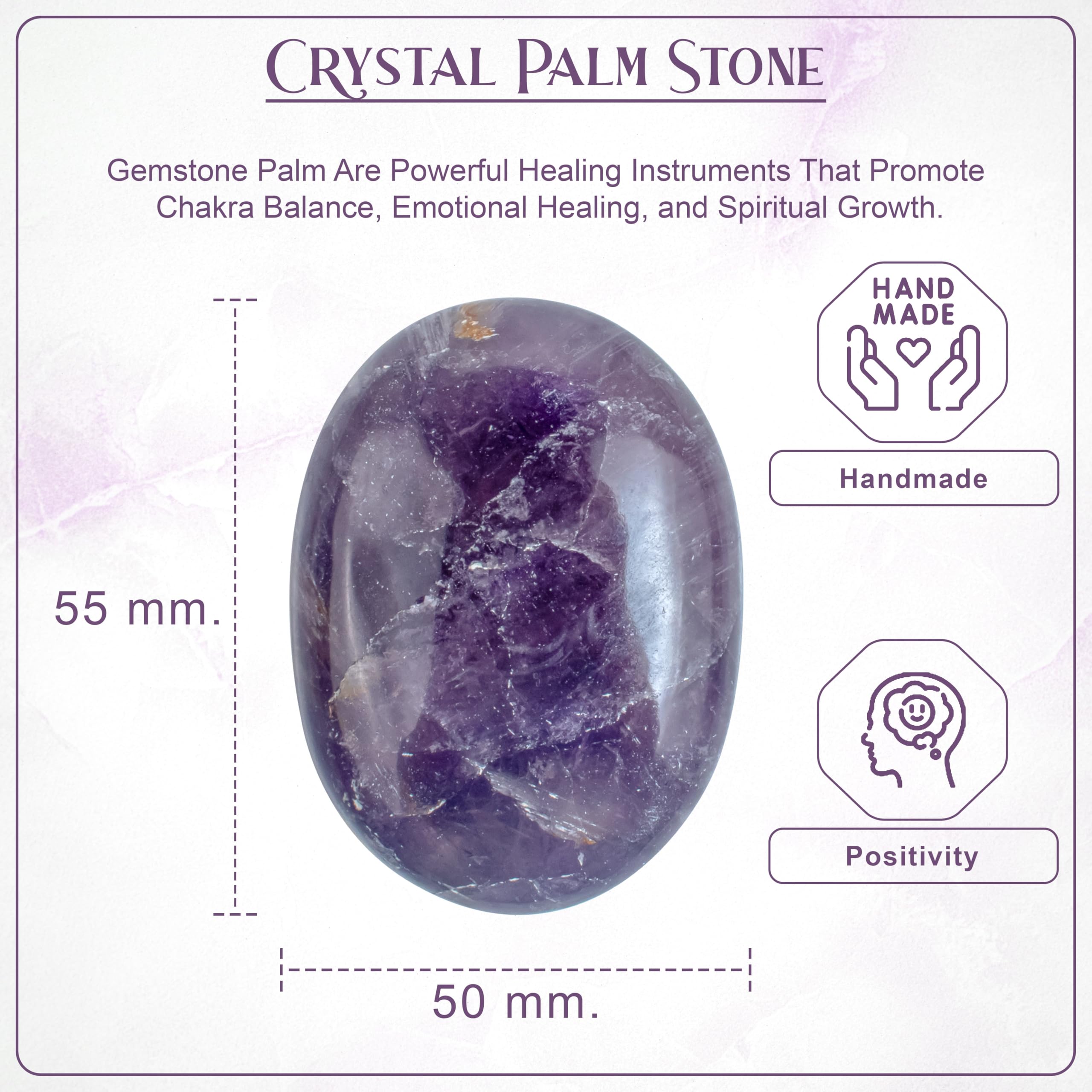 ZAICUS Amethyst Palm Stone with pouch ready for portable worry-stone use.