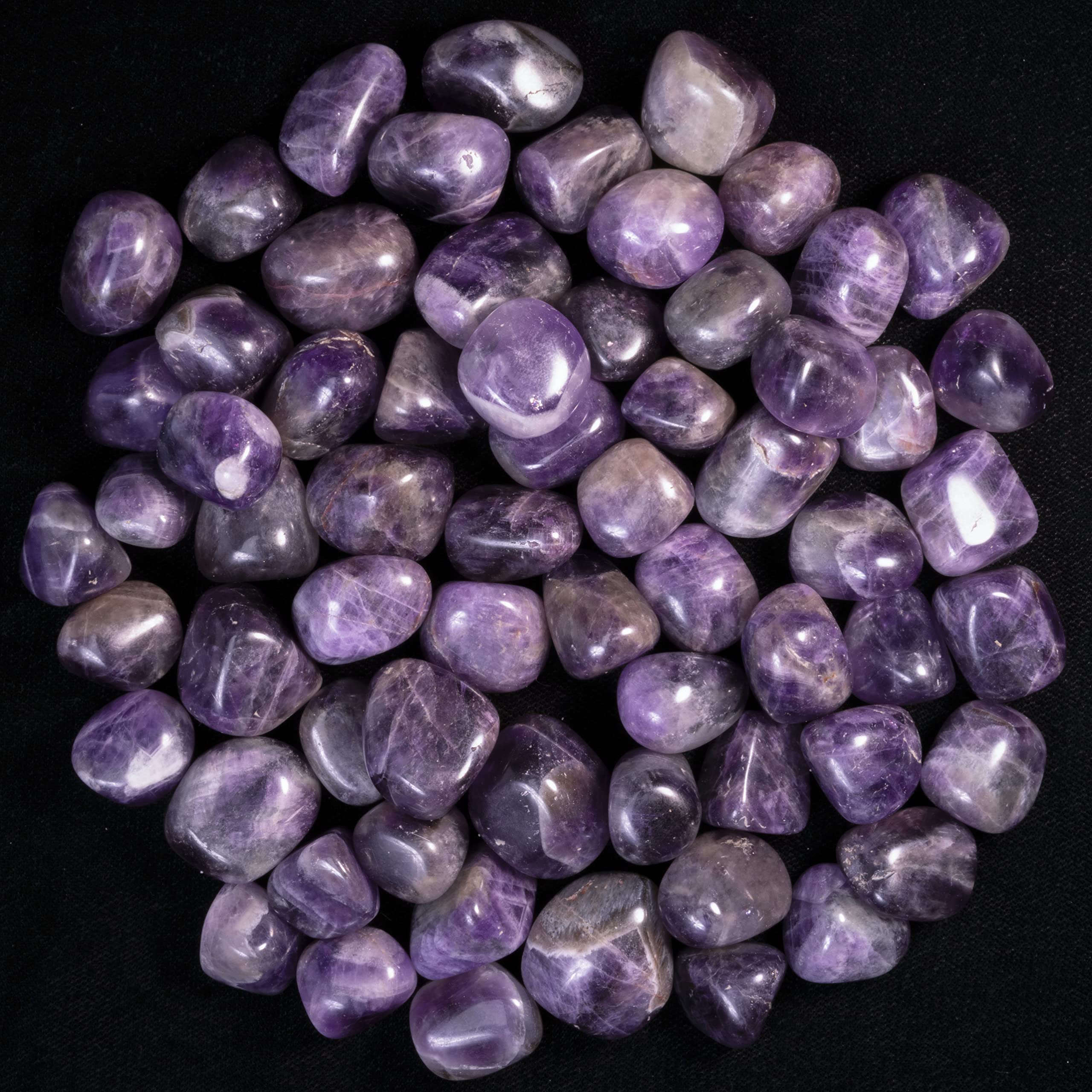 ZAICUS amethyst tumbled stones 1lb collection for feng shui and calm energy.