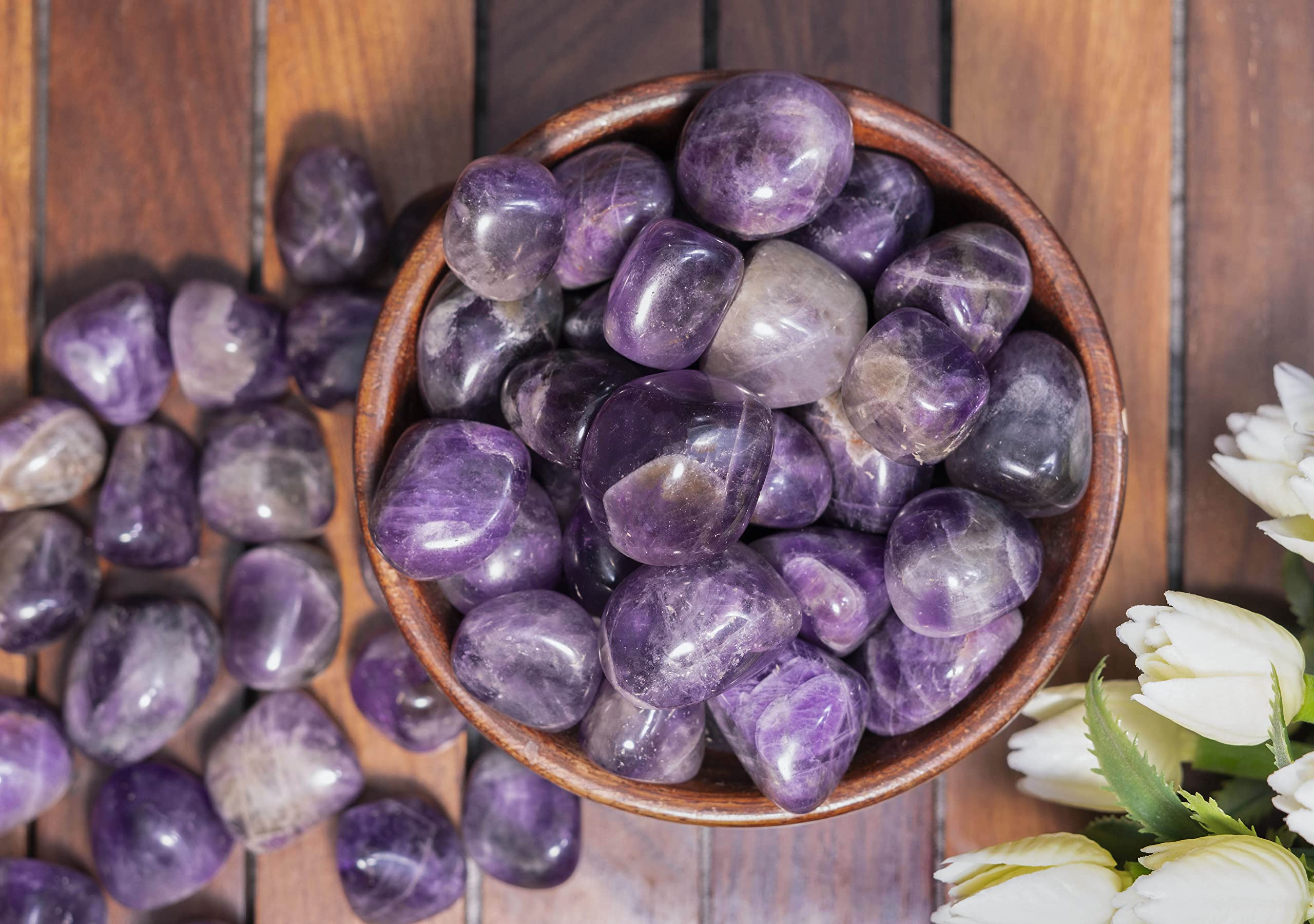 ZAICUS amethyst tumbled stones 1 lb weight ideal for crystal grids.