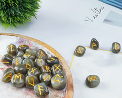 ZAICUS Hand carved rune stones offer tactile connection during rituals.