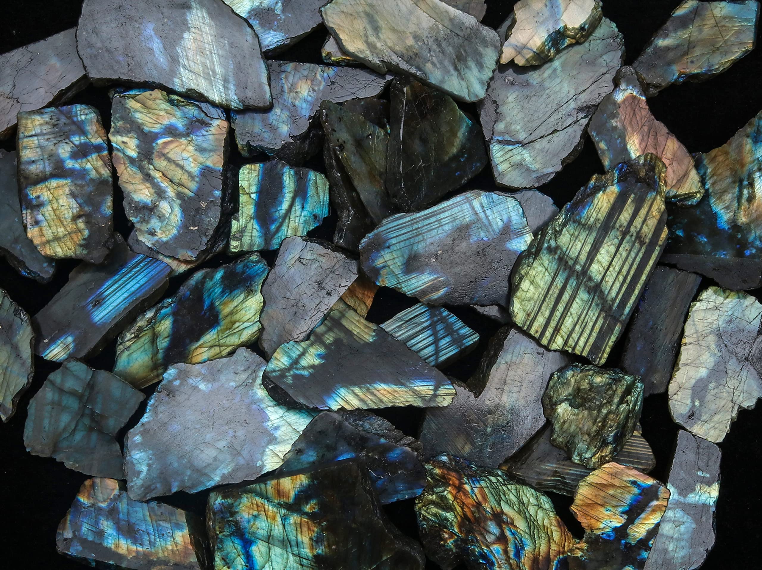 ZAICUS Labradorite polished slice with iridescent sheen for DIY jewelry making.
