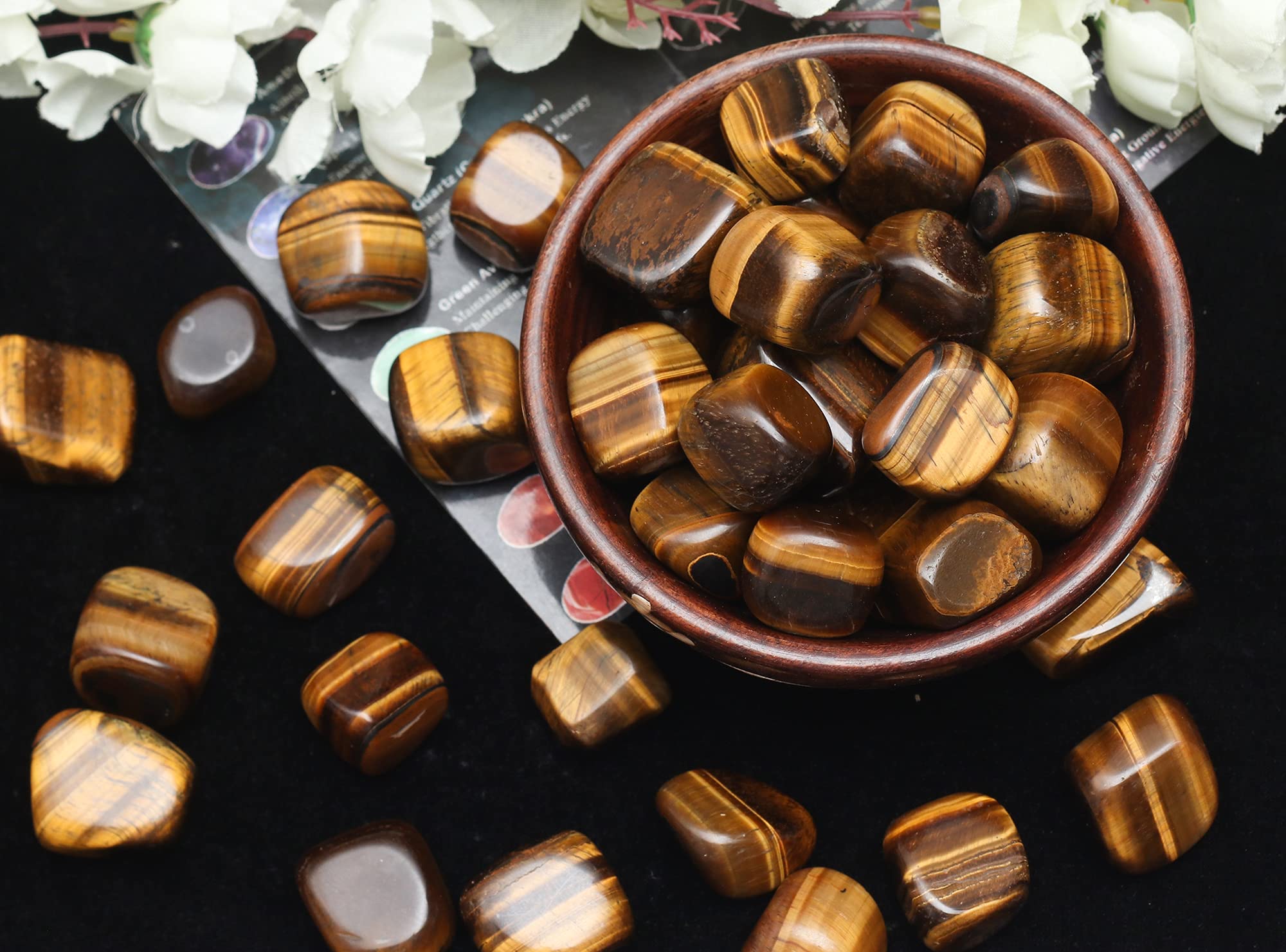 ZAICUS natural tiger eye stones in 1 lb bag, 20-25 mm.