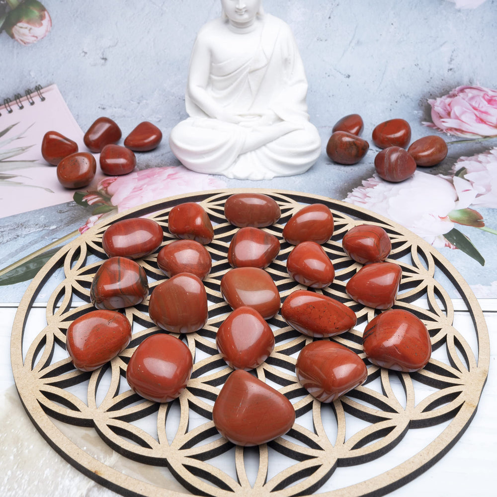 ZAICUS Red Jasper tumbled stones arranged for chakra balancing and focus