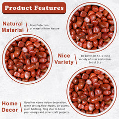 ZAICUS Red Jasper tumbled stones close-up polished surface showing red sheen