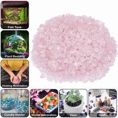 ZAICUS Rose Quartz chips close-up show natural color variations and irregular shapes.