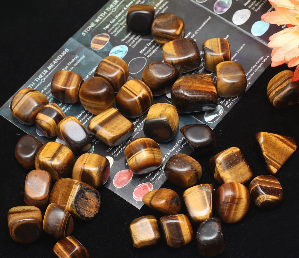ZAICUS tiger eye crystals in a dish support Feng Shui and prosperity.