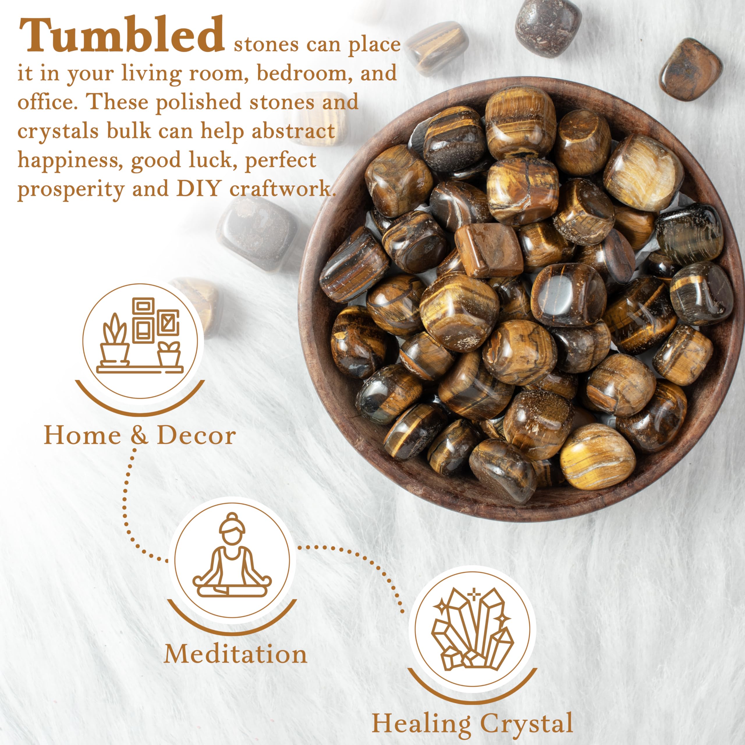 ZAICUS Tiger Eye stones show varied shapes and sizes for energy balance.