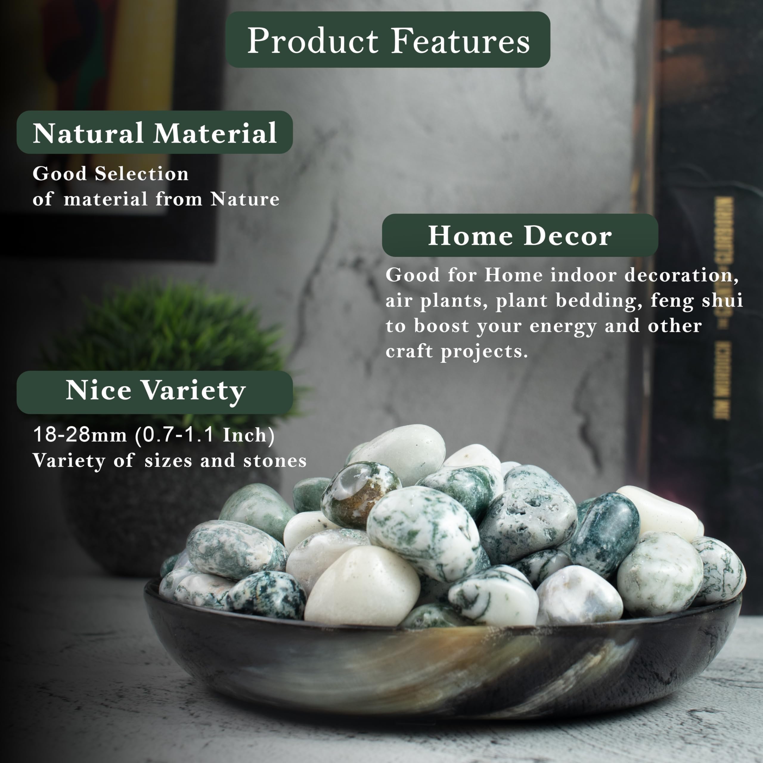 ZAICUS Tree Agate with natural patterns suitable for Reiki or meditation