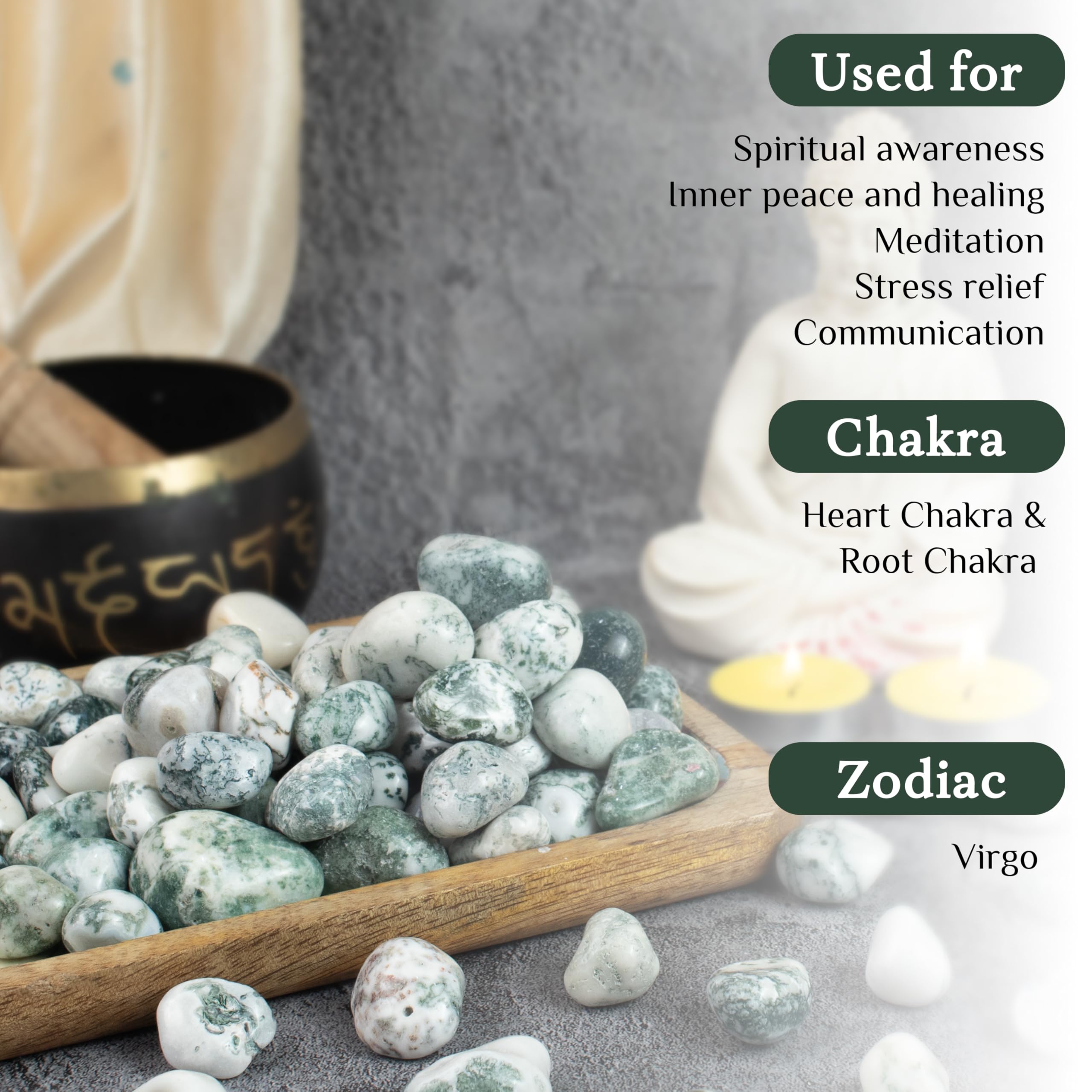 ZAICUS Tree Agate shown as decorative feng shui energy piece
