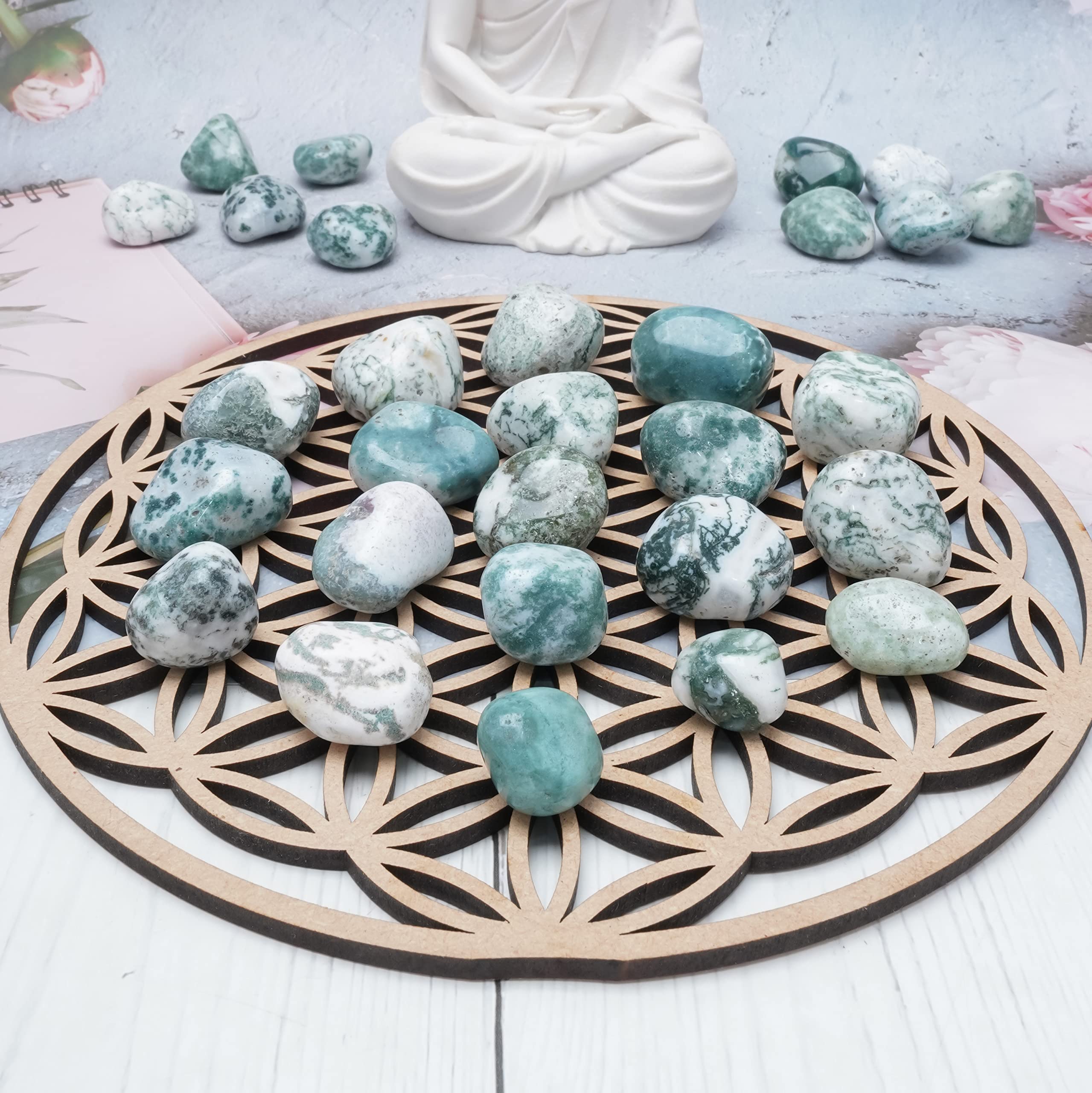 ZAICUS Tree Agate 20-25 mm stone for positive energy and luck