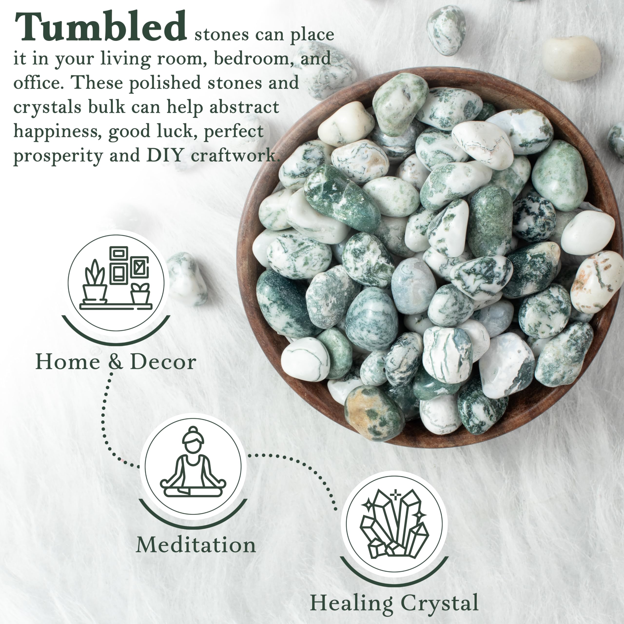 ZAICUS Tree Agate tumbled stones arranged to evoke feng shui harmony