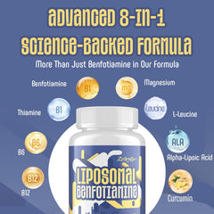 Zaigon benfotiamine bottle label graphic highlighting liposomal delivery