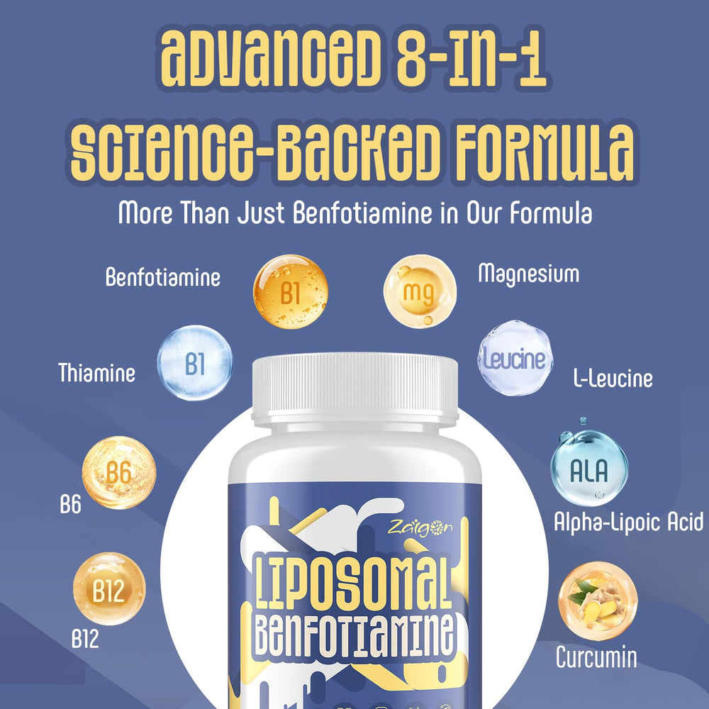 Close-up of Zaigon Benfotiamine capsules highlighting 600 mg dose