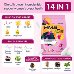 Zaigon HMB pill detail emphasizing the HMB and Vitamin D3 components for function.