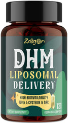 Zaigon liposomal DHM supplement bottle highlighting advanced delivery and absorption.
