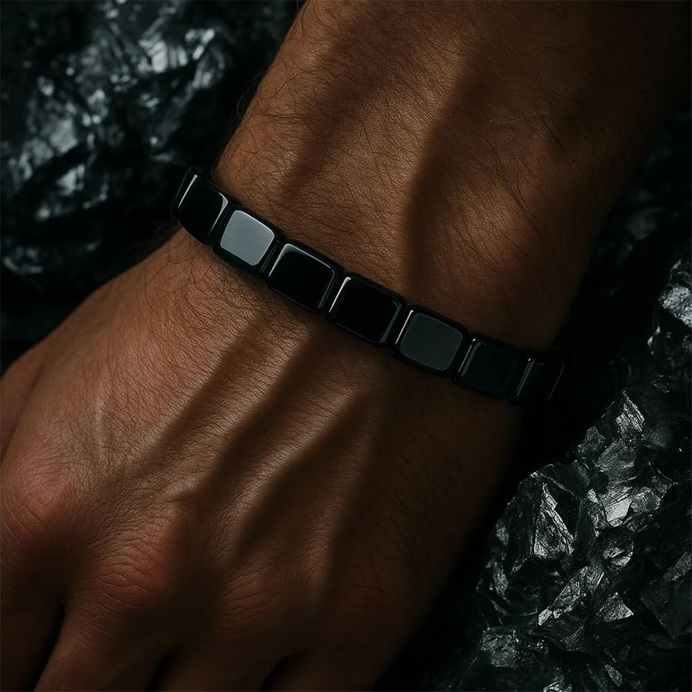Gift box presentation for ZAIREG Hematite Bracelet packaging.
