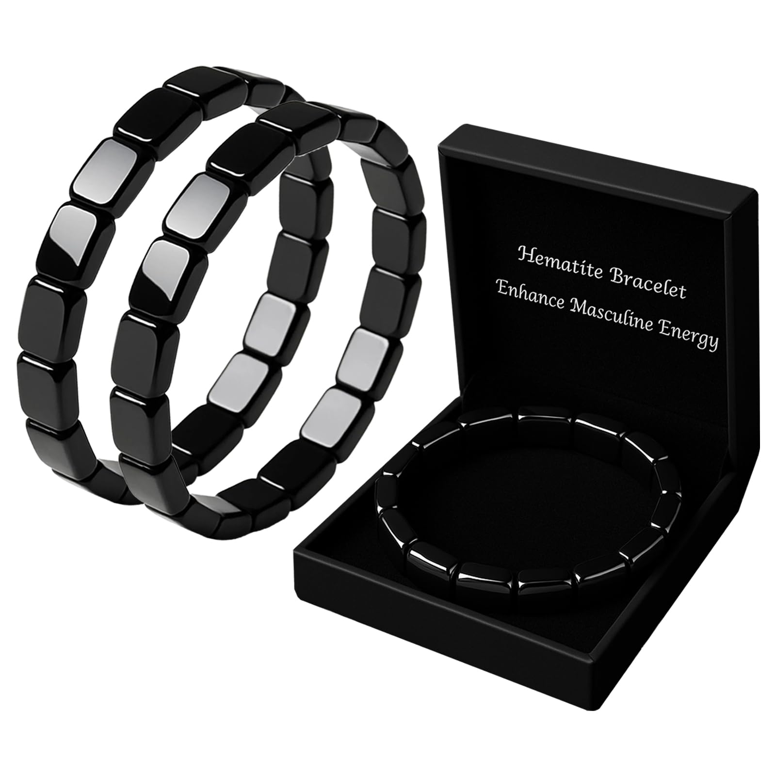 ZAIREG hematite bracelet for men closeup highlighting metallic stones and durable design