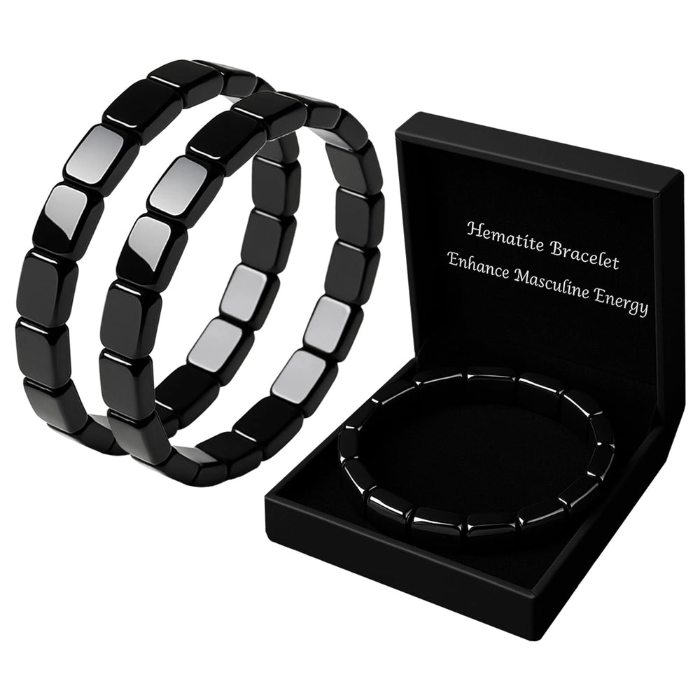 ZAIREG hematite bracelet for men closeup highlighting metallic stones and durable design