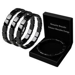 ZAIREG hematite bracelet close-up highlighting metallic luster for masculine style.