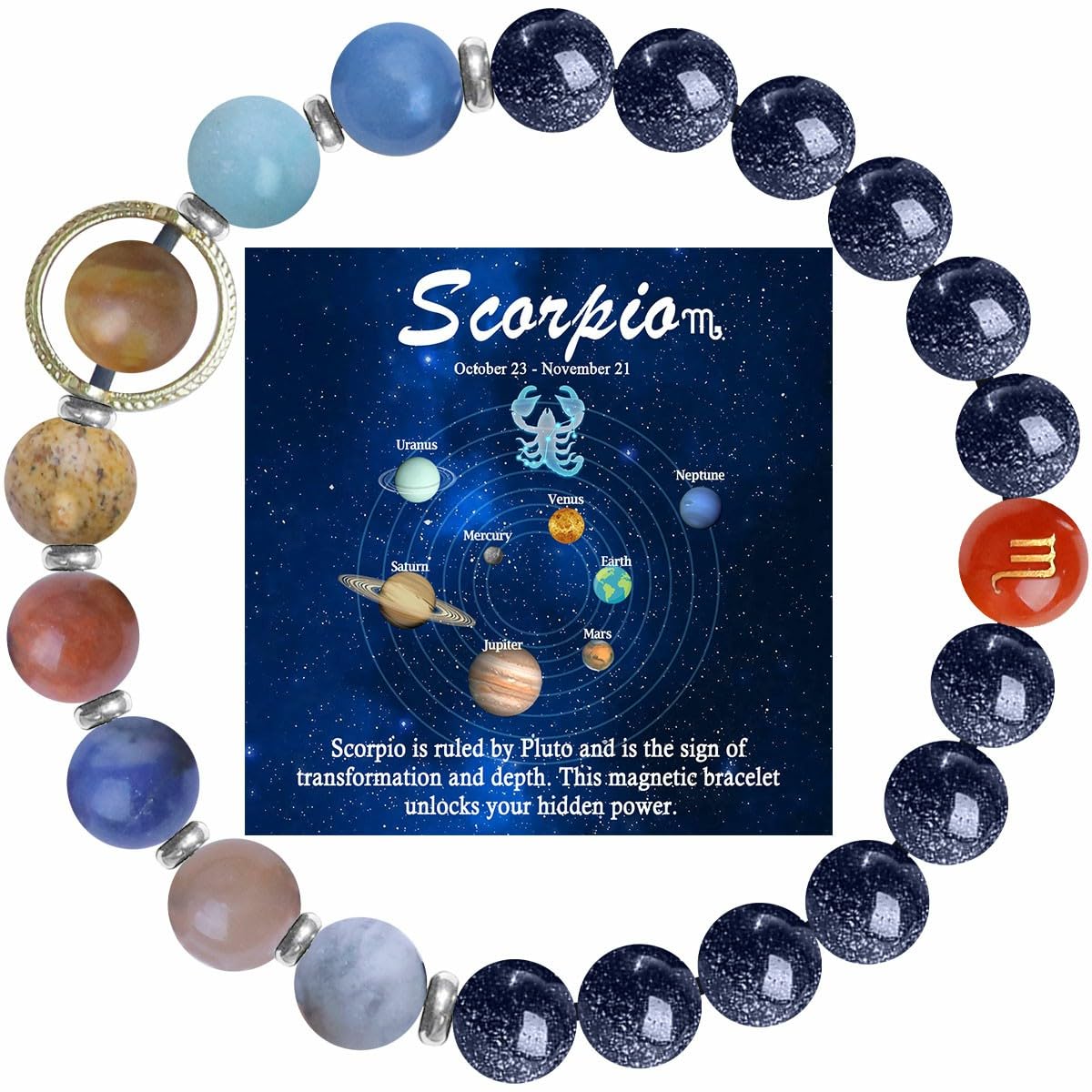 ZaisuiFun zodiac bracelet with planetary stones for cosmic energy
