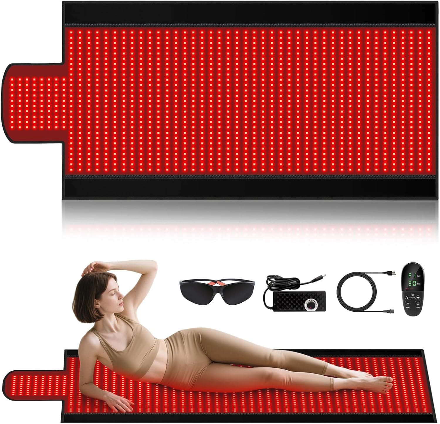 ZALWYC 1370 LEDs dual full-body therapy mat for comprehensive at-home red light sessions