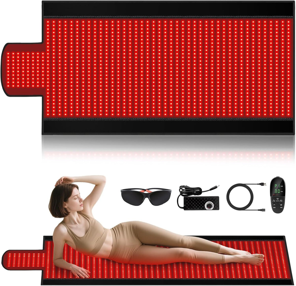 ZALWYC 1370 LEDs dual full-body therapy mat for comprehensive at-home red light sessions