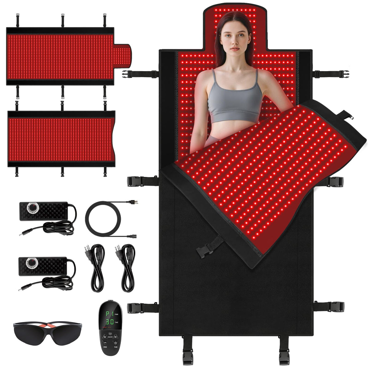 ZALWYC 2570 LEDs full-body mat enabling convenient at-home therapy sessions.